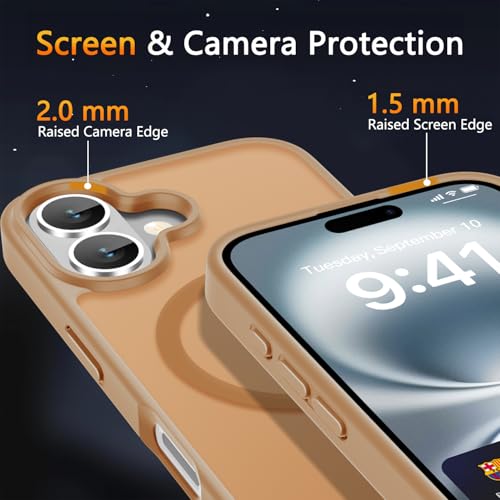 Image of LATVIN for iPhone 16 Plus Case, Magnetic Phone Cover, Compatible with MagSafe, Military Grade Protection, Translucent Matte Frosted Back, Desert