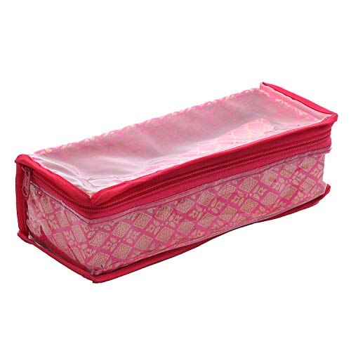 Image of Kuber Industries Brocade Hardboard One Rod Bangle Box (Pink) - CTKTC42005