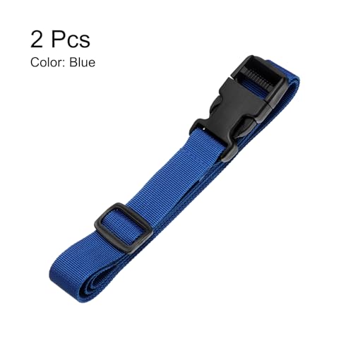 Image of HARFINGTON 2pcs Luggage Straps 1 inch x 118 inch Utility Multi-Purpose Luggage Connector Strap Nylon Adjustable Suitcase Belt with Buckle for Travel Outdoor Bag Luggage Packing Accessories, Blue
