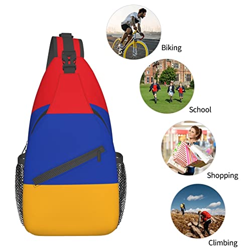 Mochila cruzada unisex con bandera armenia negra miniatura 7
