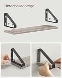 VASAGLE Étagère Murale, Tablette Flottante, Lot de 3, 2 Façons de Montage, 30/35/40 cm, pour Salon, Cuisine, Bureau, Salle de Bain, Grège et Noir Mat LWS033B02 - 10