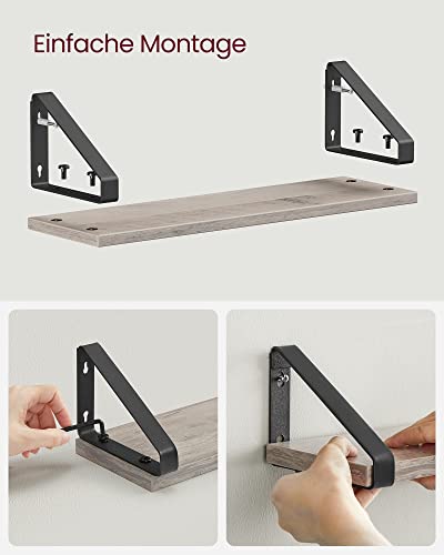 VASAGLE Étagère Murale, Tablette Flottante, Lot de 3, 2 Façons de Montage, 30/35/40 cm, pour Salon, Cuisine, Bureau, Salle de Bain, Grège et Noir Mat LWS033B02 - 10
