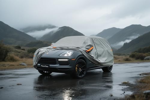 Image of Kayme Heavy Duty Car Cover Custom Fit Porsche Cayenne, Waterproof All Weather for Automobiles, Full Exterior Covers Rain Sun UV Protection.
