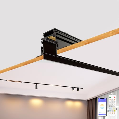 La mejor comparación de Sistemas de iluminación en rieles, barras y cables , tabla con los diez mejores. 45 Hengsense Riel magnético de iluminación de pista, riel de aluminio empotrado de 4 cables para sistema de luz LED, montaje empotrado de 24 V, riel ajustable de bajo voltaje para...