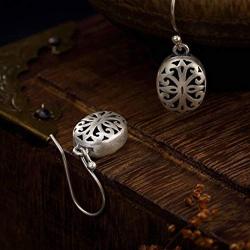 Boucles d'oreilles argent sterling S990 style chinois fleur creuse - 7