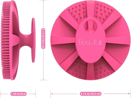 Image of Silicone Body Scrubber 2 Pack, Shower Bath Scrubber, More Hygienic Than Traditional Loofah, Lather Nicely, Gentle Exfoliating Brush for Women Men Baby Sensitive Skin, Blue+Rose