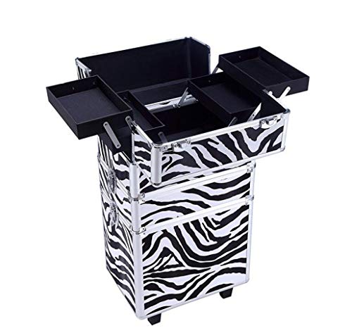 DPPAN 3-in-1 Professionell Groß Trolley Kosmetikkoffer, Alu Make-up Koffer mit 360° Rollen, Schminkkoffer für… – Bild 3