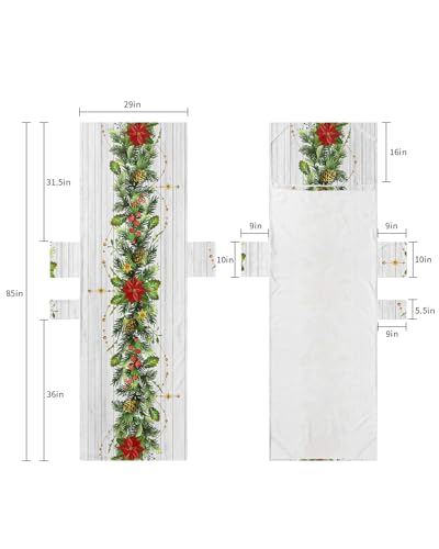 Christmas Beach Lounge Chair Towel Cover, Soft Chaise Lounge Towel with Side Pockets Patio Pool Chairs Cover for Beach/Pool Sunbathing 29x85 Xmas Pine Needle Botanical Vintage Wooden