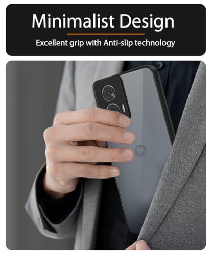 Image of WOW IMAGINE Translucent Hybrid Back Case Cover for Motorola Moto Edge 50 Fusion 5G | Moto Edge G96 Fusion 5G Smoked Matte Back | Shockproof 360 Degree Protection | Protective Hard Case - Matte Black