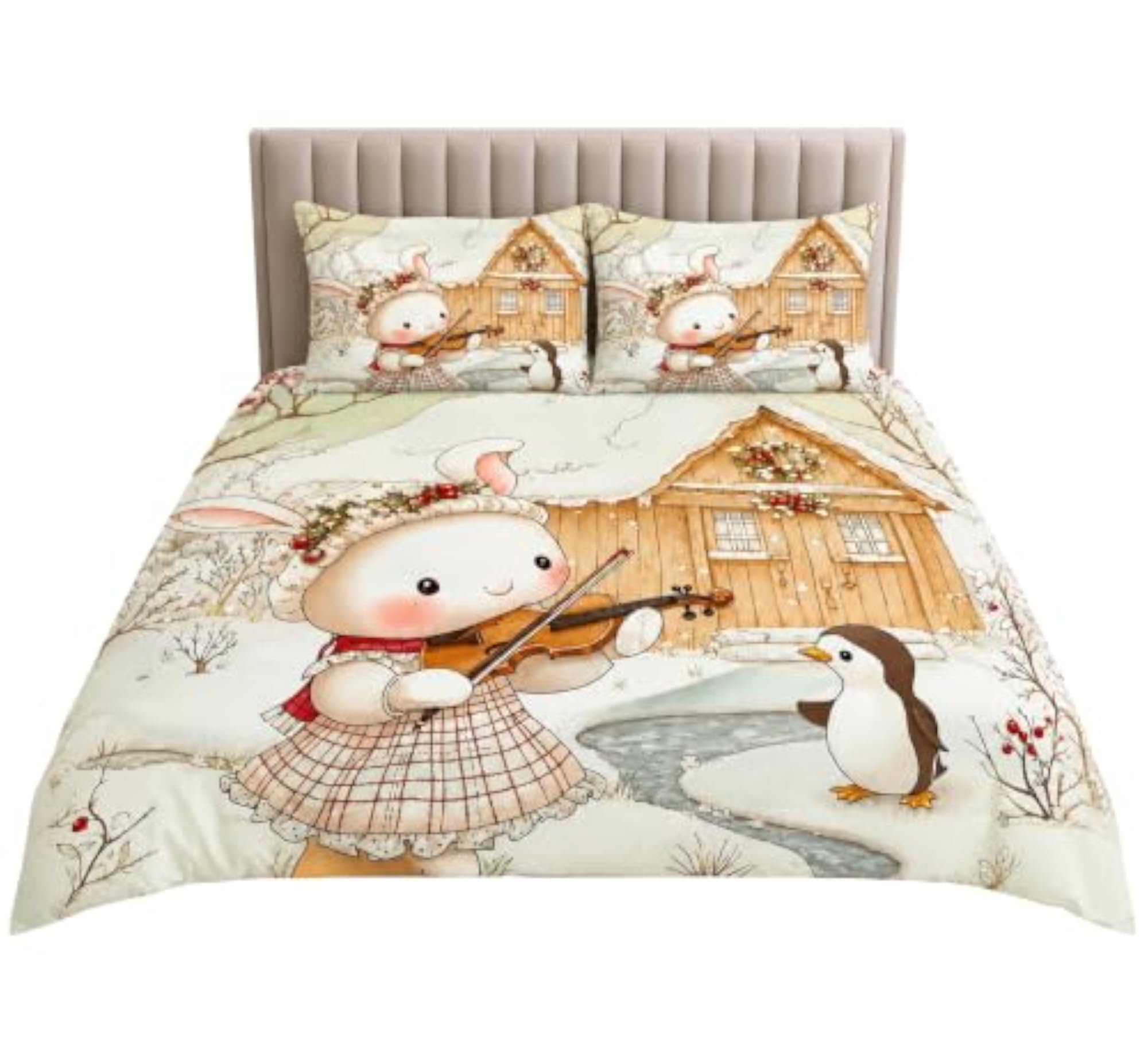 Kids Cartoon Printed Double Bed Bedding Set with Pillow Covers