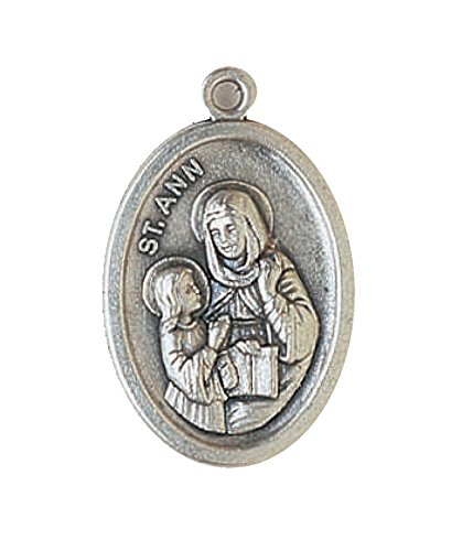bomap Lot of 6 Religious Medals from Italy - Silver tone + Oval ring (St. Anne)