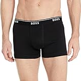 HUGO BOSS Men's 3-Pack Cotton Boxer Brief, True Black, Medium