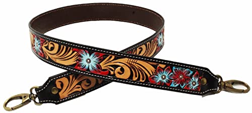 Image of CHALLENGER Western Antique Tooled Leather Replacement Shoulder Strap for Bags Purse Duffle 115FKStrap