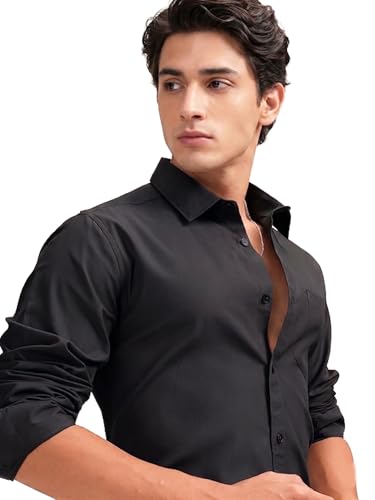 Image of Cozytton Men's Pure Cotton Solid Stylish Casual & Formal Wear Shirt | Stylish Regular Fit Full Sleeve Comfortable Office Party Trendy Shirt - Multi Color
