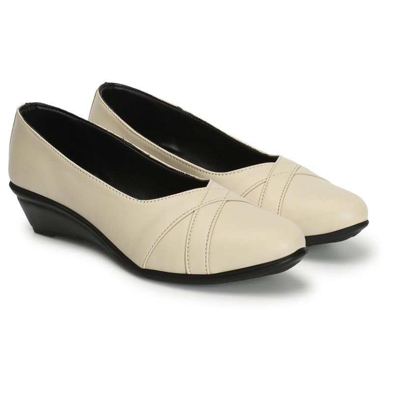 FURIOZZ Womens Stylish Pump Block Heel Slip On Bellies M12-Cream-38 (B0CJ51R1KB) Amazon Price History, Amazon Price Tracker