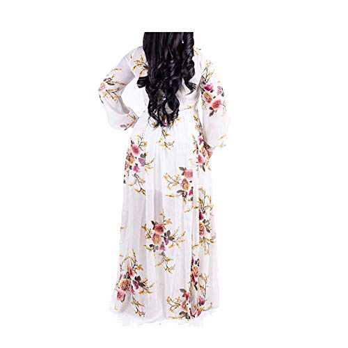 lvenzse Womens Maxi Dress Boho Chiffon Floral Printed V-Neck Long Dresses2