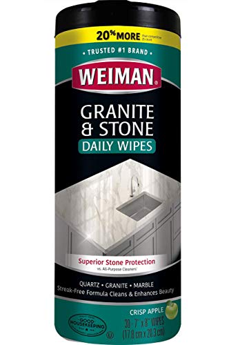 Comparison: Best Disinfectant Cleaner For Quartz Countertops 11 Weiman Granite Cleaner and Polish - 30 Wipes - For Granite Marble Soapstone Quartz Quartzite Slate Limestone Corian Laminate Tile Countertop and More (Pack of 1), Package May Vary