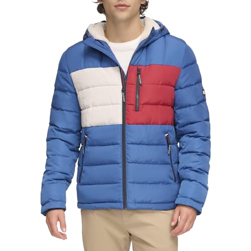 Image of Tommy Hilfiger Men's Midweight Sherpa Lined Hooded Water Resistant Puffer Jacket
