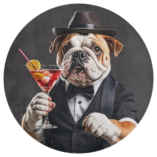 Tapis rond bouledogue martini en microfibre absorbante Dini - 8