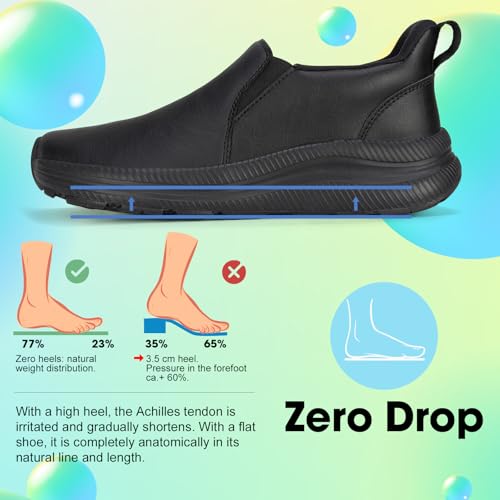 Image of ZOVE Wide Toe Box Shoes Women Wide Width Waterproof Leather Hands Free Nursing Sneakers Ultra Light Extra Wide Walking Sneakers Non-Slip Chef Diabetes Nurse Work Shoes
