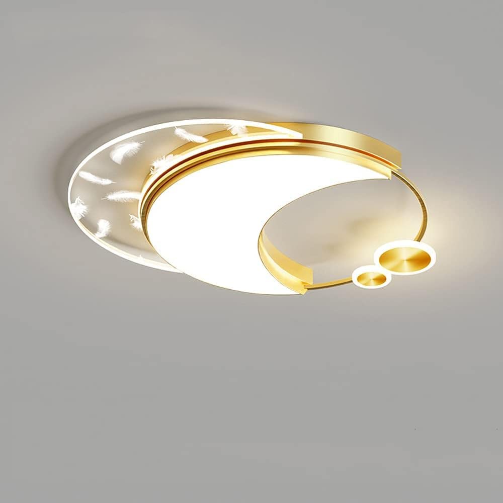 Lampe de plafond design rond doré 32W LED pour cuisine et bureau moderne