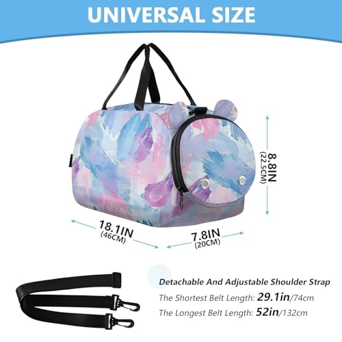 Happy Watercolor Painting Duffel Bag with Shoes Compartment Lightweight Travel Duffel with Adjustable Strap for Travel, Swimming, Dance, Ballet3