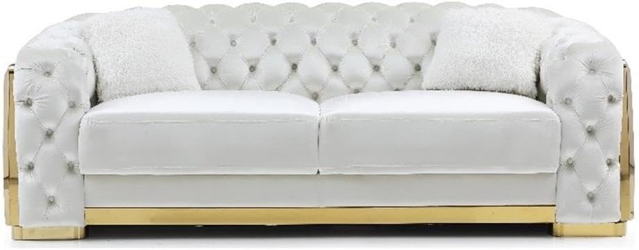 Pemberly Row Button-Tufted Velvet Sofa, 33″ H x 90″ W x 35″