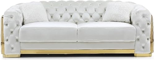 Glory Furniture Lexi - Sofá de terciopelo de 19 pulgadas de alto con cojín en color marfildorado