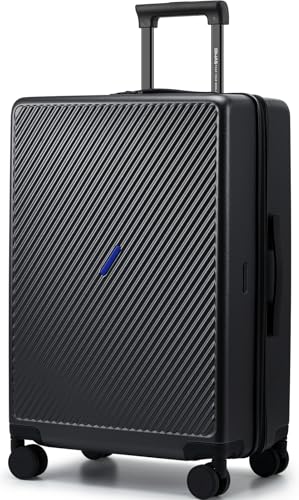 OIWAS 24 Inch Luggage, Checked Luggage with Spinner Wheels, DIY Medium Suitcase with TSA Lock, Polycarbonate Lightweight Rolling SuitCase, Black