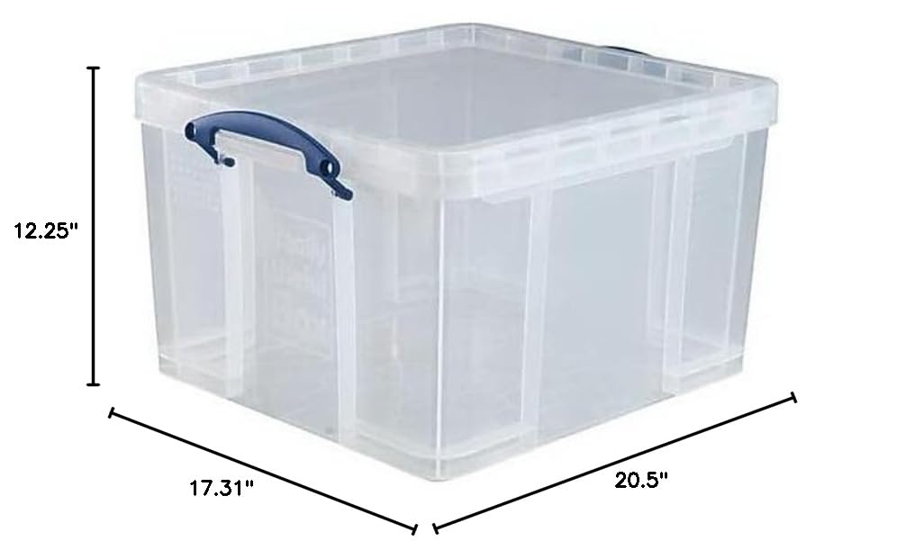 really useful box® 42 liter snap lid storage bin, clear (42l cl)