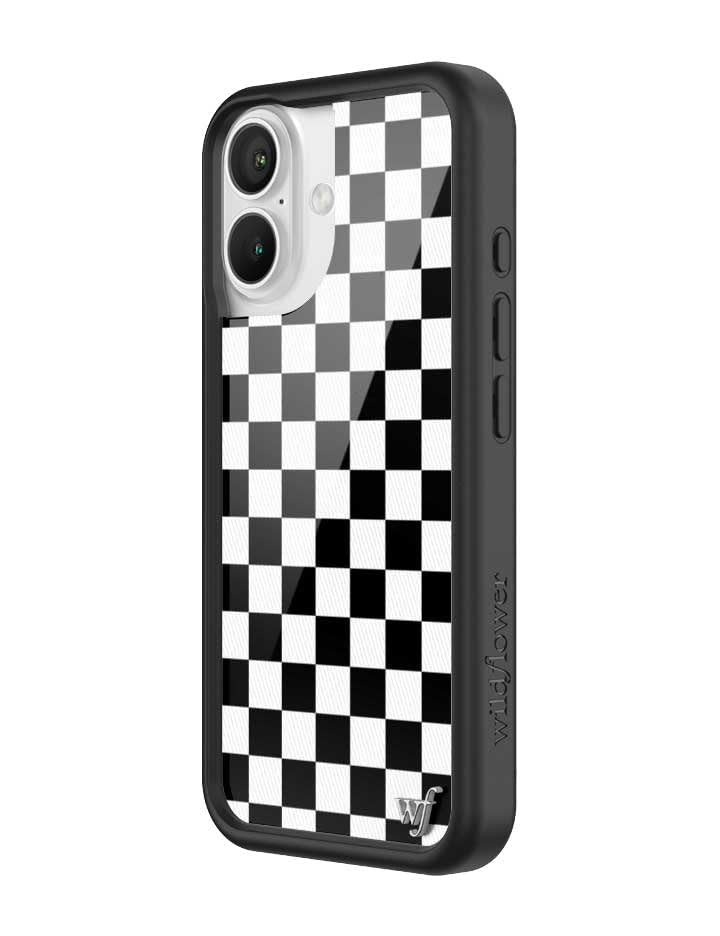 Image of Wildflower Cases - Compatible with iPhone 16 | Protective Black Bumper, 6.5ft Drop Test Certified, Women Owned Small Business | Checkers Black