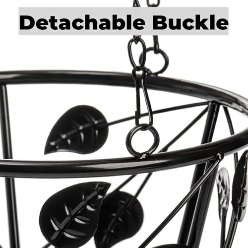 Image of SIRAAJ Pack of 2 Metal Hanging Flower Baskets with Chain - 8.7 Inch Round Decorative Planter Holders for Indoor & Outdoor Plants