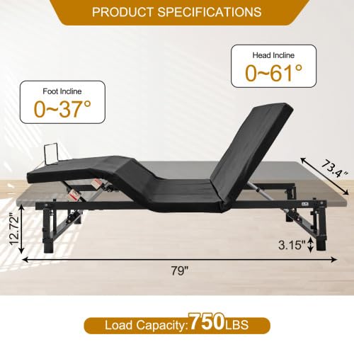 Kangmusi King Size Zero Gravity Adjustable Bed Base Frame