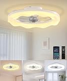 JAYNLT Ventiladores de Techo con Luces y Control Remoto, 6 Velocidades de Viento para Dormitorios Salón-Blanc（100–240V）