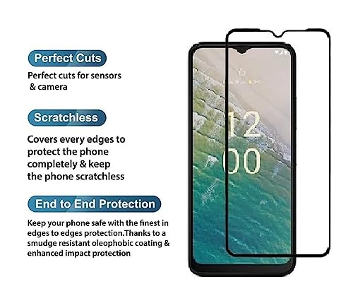 Image of DD SON Tempered Glass Screen Protector Compatible for Nokia C32 (11D) with Edge to Edge Coverage and Easy Installation kit,Black