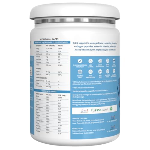Image of Nature's Island Joint Support Supplement with Marine Collagen, Glucosamine, Boswellia, Hadjod, Vitamin D3 and C for Cartilage, Bones & Joints | Relieves Joint Pain, Inflammation & Stiffness | 250g (Lemon)