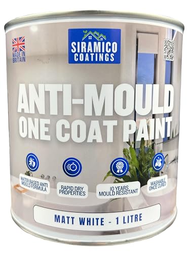 SIRAMICO COATINGS Anti-Mould Paint | 1 Litre | Superior 10 Year Anti Mould Resistant Paint for Bathrooms, Kitchens, Walls and Ceilings - Easy Brush & Roller Application