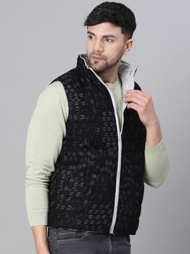 Image of oxolloxo Men's Aztec Print Zip Lined Sleeveless Reversible Quilted Jacket