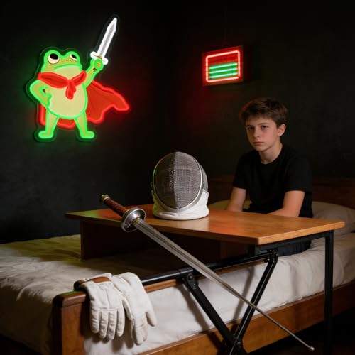 Image of UV Printed Frog Neon Sign Funny Neon Signs for Wall Decor Dimmable Frog Neon Light for Man Cave Cute Animal LED Sign Room Party Birthday Gifts for Boys