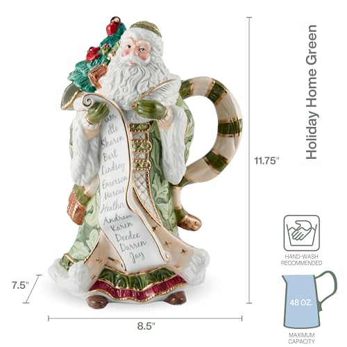 Fitz-and-Floyd-Holiday-Home-Green-Santa-Pitcher-48-Ounce Fitz and Floyd Holiday Home Green Santa Pitcher 48 Ounce