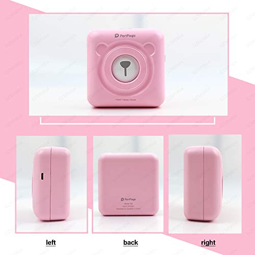 JEPOD A6 PeriPage Mini stampante portatile per foto, wireless Bluetooth, stampa termica, connessione USB, rosa