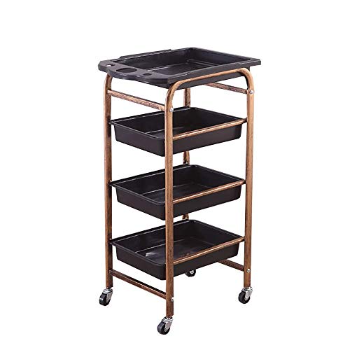 Carrello a 4 ripiani con supporto per asciugacapelli, carrello per fionda, trucco e nizing, per saloni e barbieri (Sle 1/L)