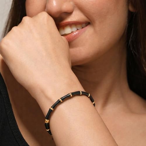 Image of SALVE Openable Bamboo Stainless Steel Bracelet for Women Stylish | Bangle Bracelet Kada, Aesthetic Accessories for Girls Bracelet | Minimal Jewellery for Women Chic Golden Bracelet