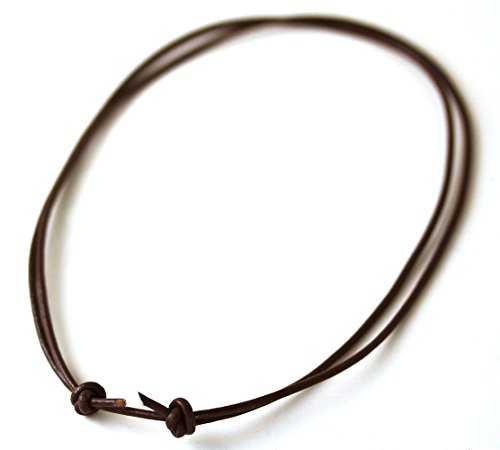 Lynnaround Sturdy Beach Choker Surf Necklace Adjustable Genuine 2Mm, 3Mm Round Brown/Black Leather Cord (Brown2Mm(14"-28")) #TOP4
