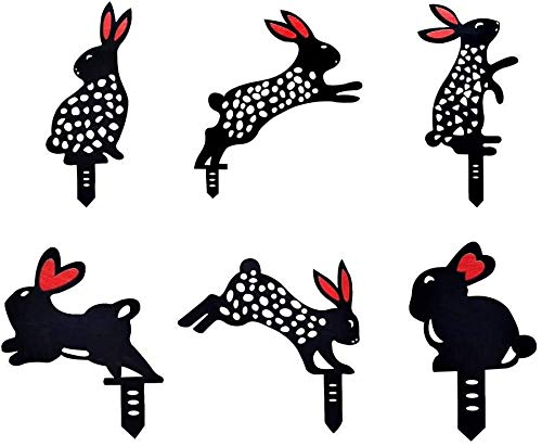 ARISKEY Acrylic Animal Yard Decor, 6PCS Easter Bunny Silhouette Stake Bunny Shaped Garden Yard Decorative Stake for Outdoor Decoration Accessories and Lawn Ornaments