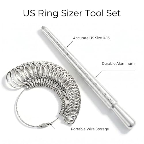 Image of Bflaae 2 PCS Ring Sizer Measuring Tool Kit with US Ring Mandrel, 27 PCS Stainless Steel Ring Gauges for Ring Repair and Measurement, Pro 2 PCS