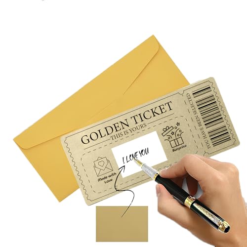 ZXfad Gold Scratch Card set (Including Envelope) Scratch to Reveal a Surprise Perfect for Birthdays Christmas and Valentines Day.
