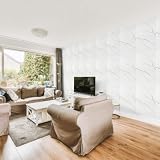 Hebitod Marble Look - Pannelli da parete in PVC, 120 x 60 cm, per montaggio fai da te, impermeabili, 3D per cucina, bagno, confezione da 4, colore bianco YB003 - 7