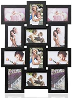ARPAN Multi Aperture Picture Wooden Photo Frame Holds 12 x 6x4 Inch Photo Frames, Collage Picture Wall-Mounted Frame (Black)