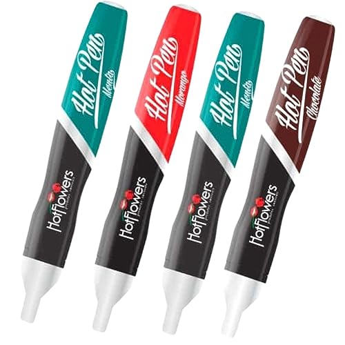 kit 4 Canetas Comestível Beijável Hot Pen Gel beijável Oral Kit sex shop Casal Gel comestível Para s